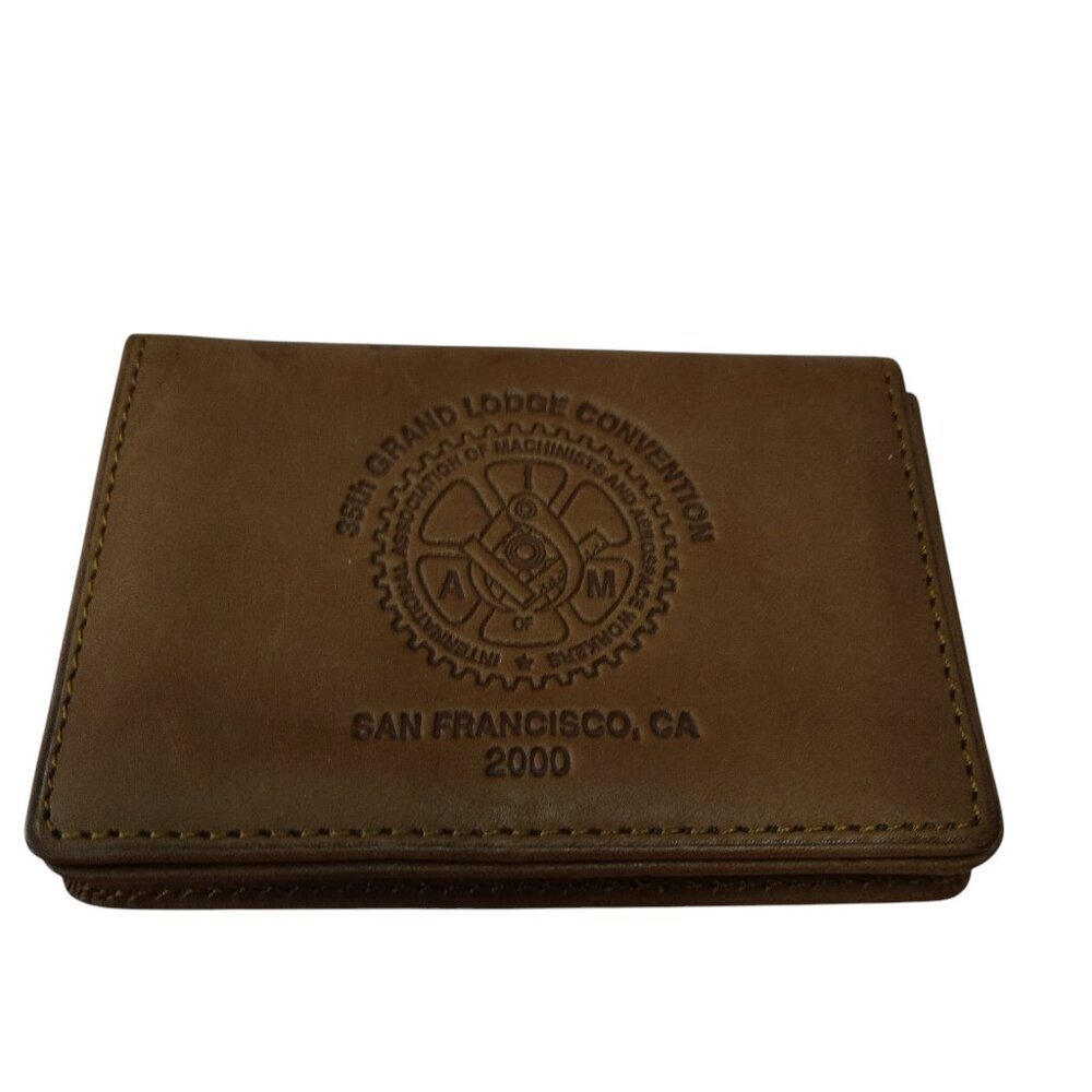Vintage Leather Men's Bifold ID Wallet 2000 35TH Grand Lodge Convention Logo